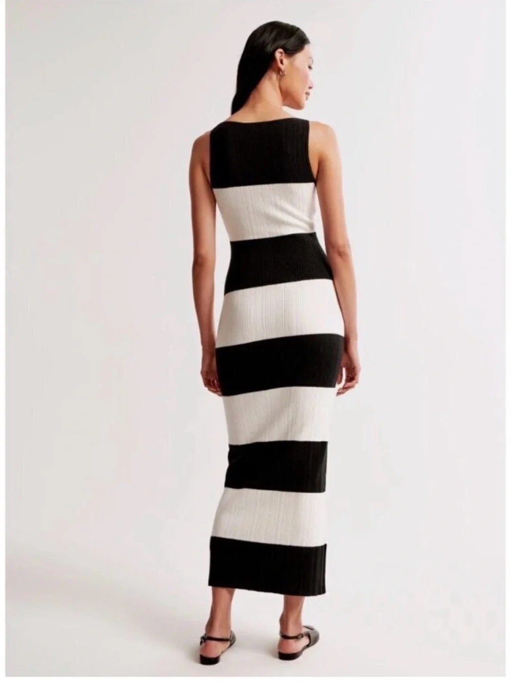 Abercrombie & Fitch Black and White Striped Maxi Dress